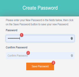 Create Password: Standard Login Page